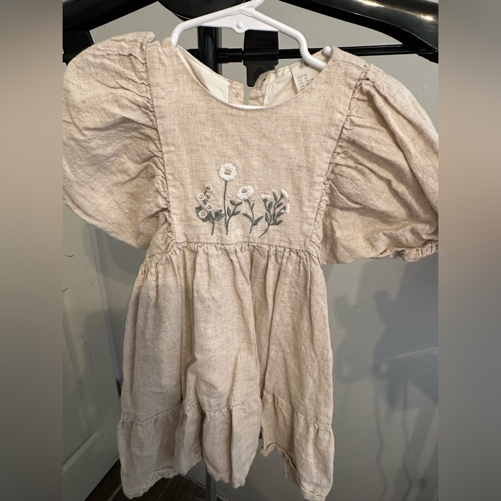 H&M Cream Kids Dress with Floral Detail